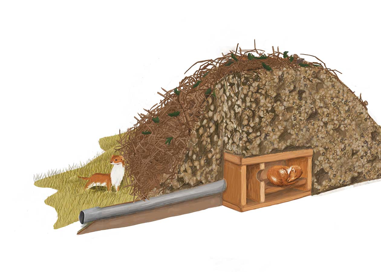 Egelnestkast, gemaakt uit lariks. Deze nestkast is op maat gemaakt voor de egel.